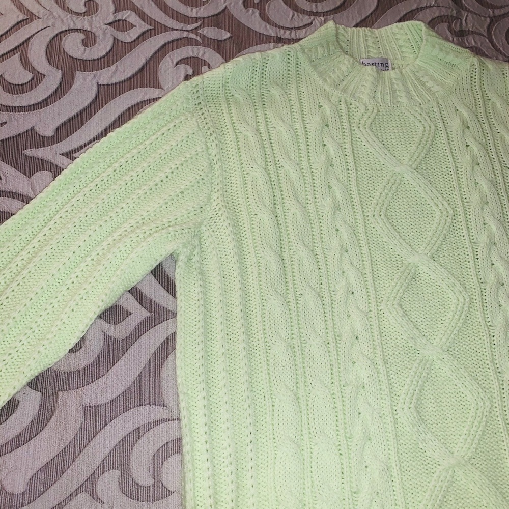 Lime green cable knit sweater